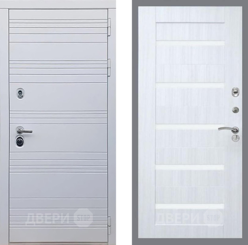 Входная металлическая Дверь Рекс (REX) 14 Силк Сноу СБ-14 стекло белое Сандал белый в Троицк