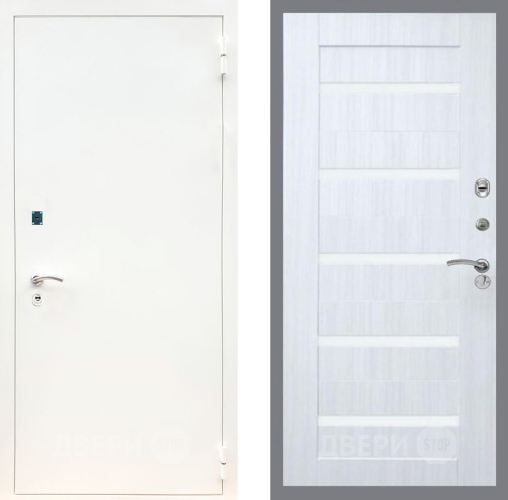 Входная металлическая Дверь Рекс (REX) 1А Белая шагрень СБ-14 стекло белое Сандал белый в Троицк