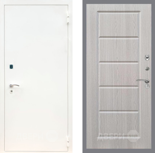 Входная металлическая Дверь Рекс (REX) 1А Белая шагрень FL-39 Беленый дуб в Троицк