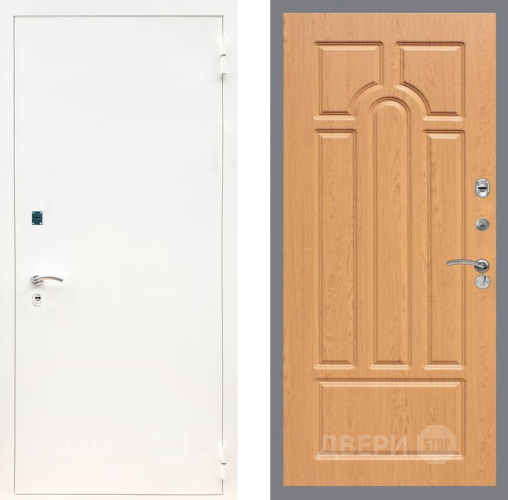 Входная металлическая Дверь Рекс (REX) 1А Белая шагрень FL-58 Дуб в Троицк