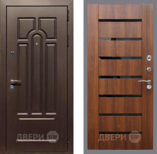 Входная металлическая Дверь Рекс (REX) Эврика СБ-14 стекло черное Орех бренди в Троицк