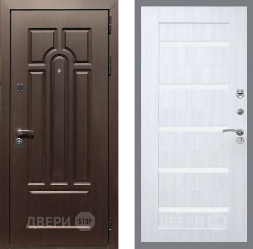 Входная металлическая Дверь Рекс (REX) Эврика СБ-14 стекло белое Сандал белый в Троицк