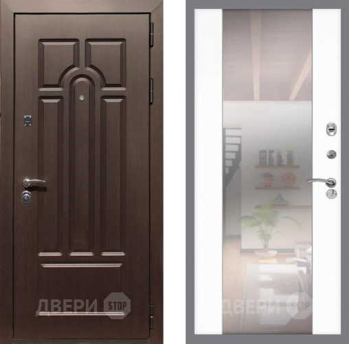 Входная металлическая Дверь Рекс (REX) Эврика СБ-16 Зеркало Силк Сноу в Троицк