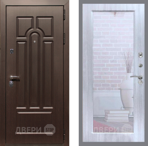 Входная металлическая Дверь Рекс (REX) Эврика Зеркало Пастораль Сандал белый в Троицк