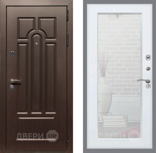 Входная металлическая Дверь Рекс (REX) Эврика Зеркало Пастораль Силк Сноу в Троицк