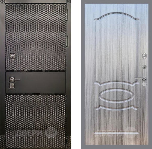 Входная металлическая Дверь Рекс (REX) 15 Черный Кварц FL-128 Сандал грей в Троицк