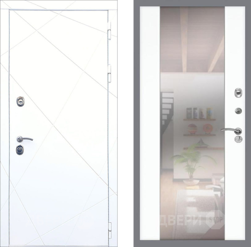 Входная металлическая Дверь Рекс (REX) 13 Силк Сноу СБ-16 Зеркало Силк Сноу в Троицк