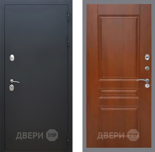 Входная металлическая Дверь Рекс (REX) 5 Черный Муар FL-243 Итальянский орех в Троицк