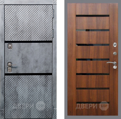 Входная металлическая Дверь Рекс (REX) 15 Бетон Темный СБ-14 стекло черное Орех бренди в Троицк