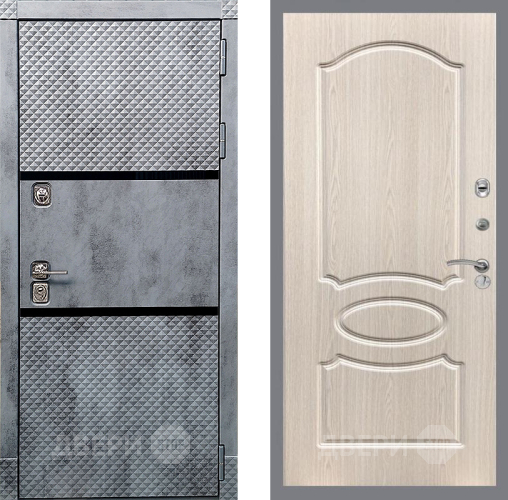 Входная металлическая Дверь Рекс (REX) 15 Бетон Темный FL-128 Беленый дуб в Троицк