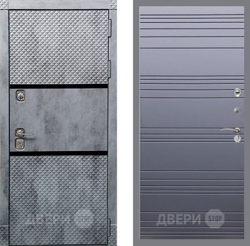 Входная металлическая Дверь Рекс (REX) 15 Бетон Темный Line Силк титан в Троицк