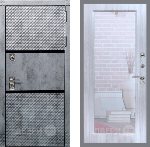 Входная металлическая Дверь Рекс (REX) 15 Бетон Темный Зеркало Пастораль Сандал белый в Троицк