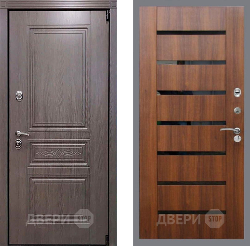 Входная металлическая Дверь Рекс (REX) Премиум-S СБ-14 стекло черное Орех бренди в Троицк