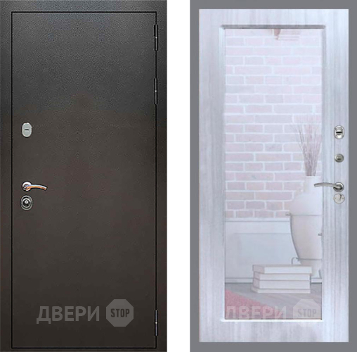 Входная металлическая Дверь Рекс (REX) 5 Серебро Антик Зеркало Пастораль Сандал белый в Троицк