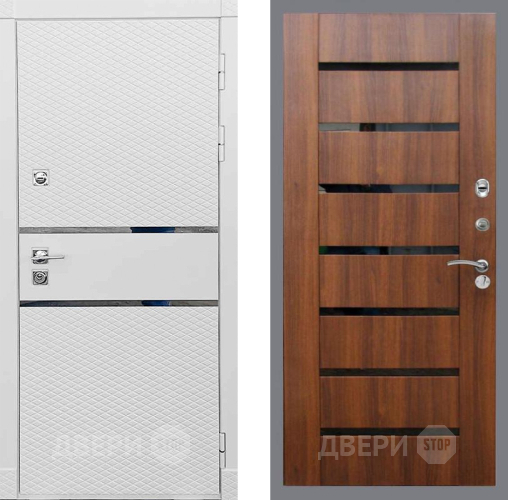 Входная металлическая Дверь Рекс (REX) 15 Силк Сноу СБ-14 стекло черное Орех бренди в Троицк