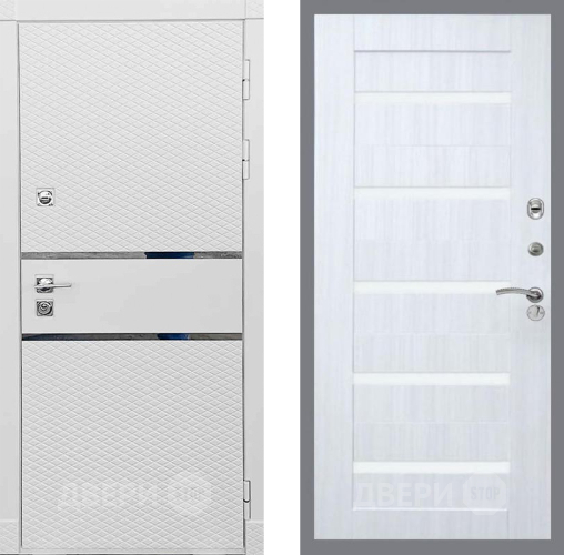 Входная металлическая Дверь Рекс (REX) 15 Силк Сноу СБ-14 стекло белое Сандал белый в Троицк