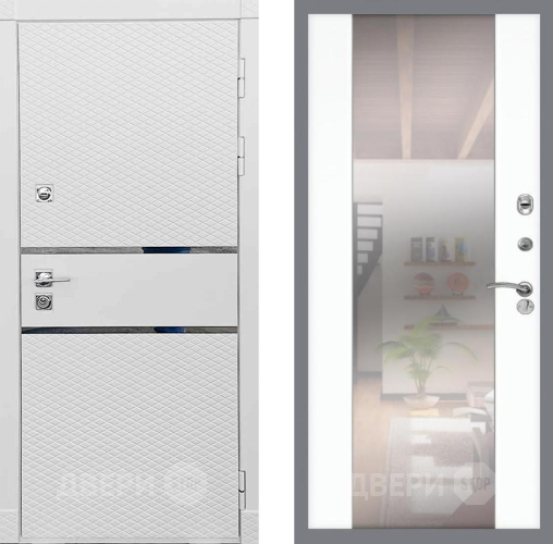 Входная металлическая Дверь Рекс (REX) 15 Силк Сноу СБ-16 Зеркало Силк Сноу в Троицк