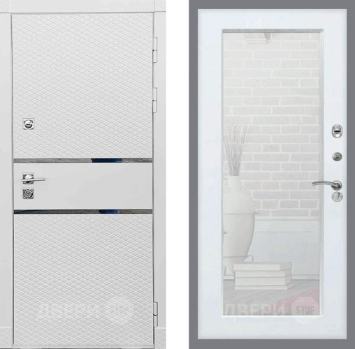 Входная металлическая Дверь Рекс (REX) 15 Силк Сноу Зеркало Пастораль Силк Сноу в Троицк