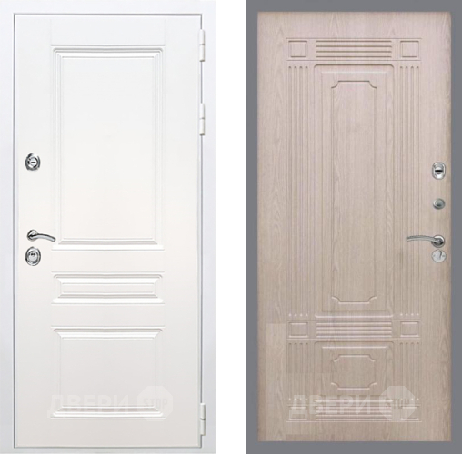 Входная металлическая Дверь Рекс (REX) Премиум-н Силк Сноу FL-2 Беленый дуб в Троицк