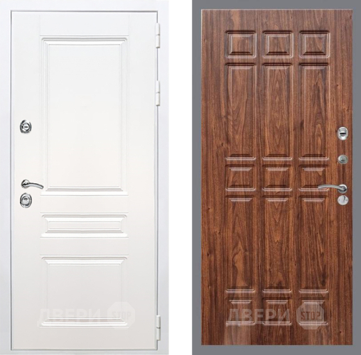 Входная металлическая Дверь Рекс (REX) Премиум-н Силк Сноу FL-33 орех тисненый в Троицк