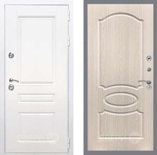 Входная металлическая Дверь Рекс (REX) Премиум-н Силк Сноу FL-128 Беленый дуб в Троицк