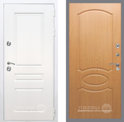 Входная металлическая Дверь Рекс (REX) Премиум-н Силк Сноу FL-128 Дуб в Троицк