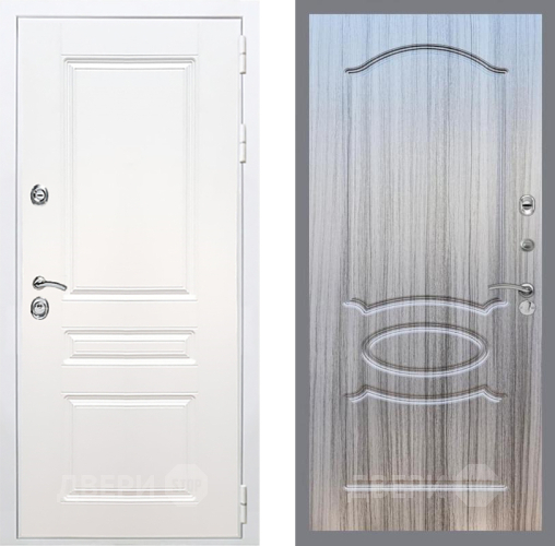 Входная металлическая Дверь Рекс (REX) Премиум-н Силк Сноу FL-128 Сандал грей в Троицк