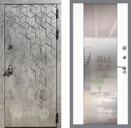 Входная металлическая Дверь Рекс (REX) 23 СБ-16 Зеркало Силк Сноу в Троицк