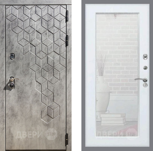 Входная металлическая Дверь Рекс (REX) 23 Зеркало Пастораль Белый ясень в Троицк