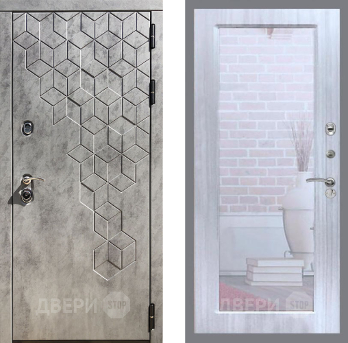 Входная металлическая Дверь Рекс (REX) 23 Зеркало Пастораль Сандал белый в Троицк