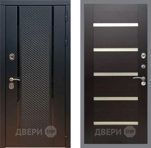 Входная металлическая Дверь Рекс (REX) 25 СБ-14 стекло белое венге поперечный в Троицк