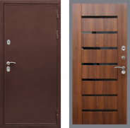 Дверь Рекс (REX) 5 металл 3 мм СБ-14 стекло черное Орех бренди 860х2050 мм